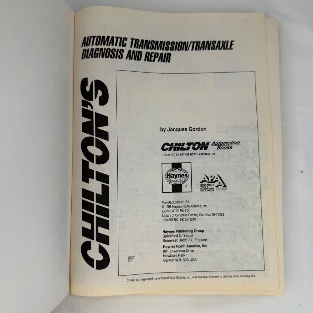 Chilton Automatic Transmission Diagnosis and Repair Manual 8944 1998 Haynes - Picture 8 of 9